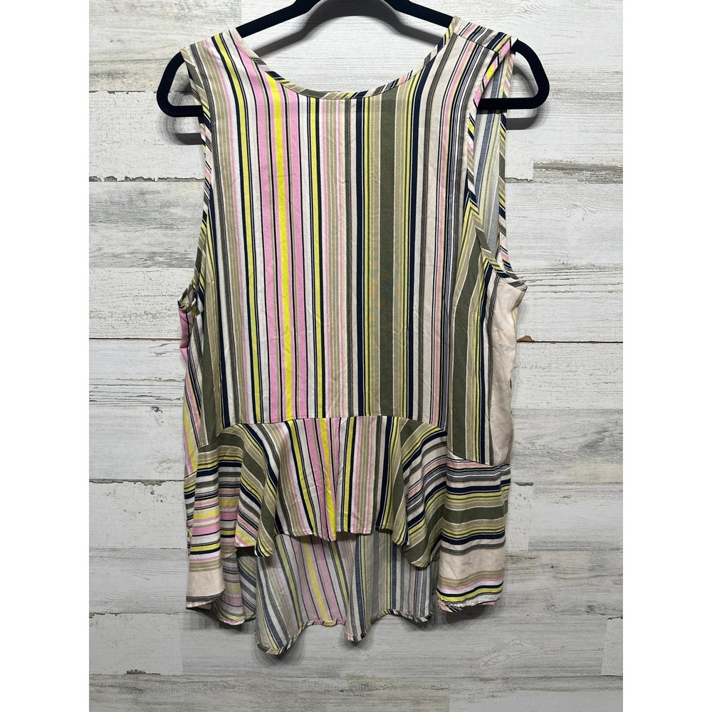 Libby Edelman Peplum Tank Top Women XL Multi‎ Color Striped High Low EUC